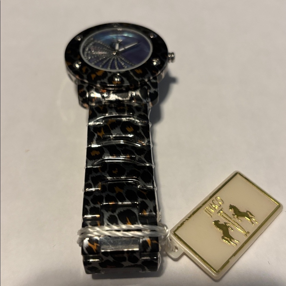 Leopard Print Watch with Crystal Accents